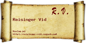 Reisinger Vid névjegykártya